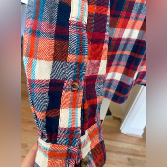 J. Crew Shirt Orange Blue Plaid Classic Fit Long Sleeve Button Up Flannel XXL - Picture 3 of 4